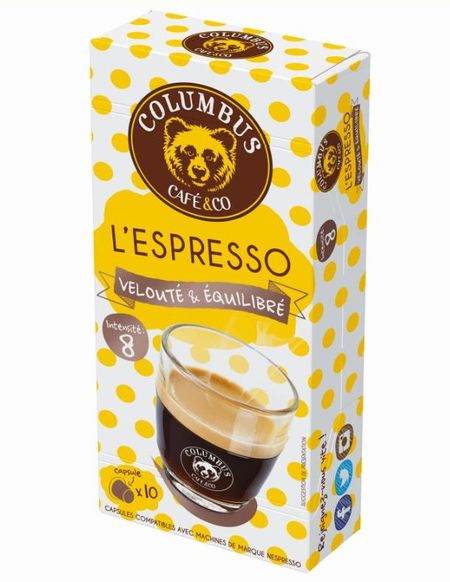 dosettes de café columbus cafe, compatibles avec Nespresso, dont l'égérie reste Georges Clooney