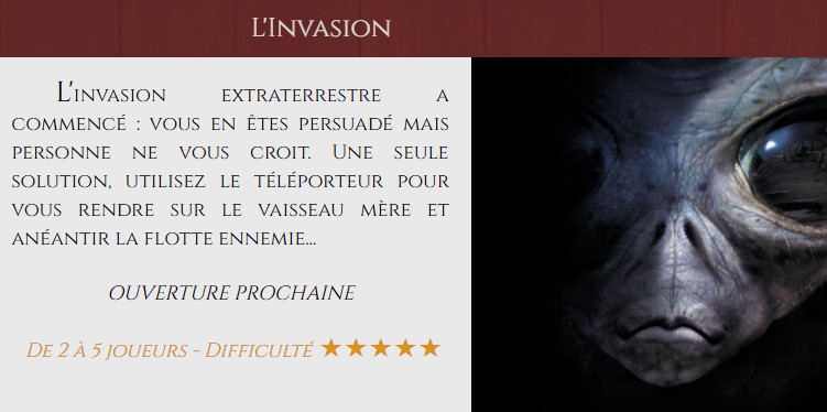 Franchise Closed Escape Game invasion extraterrestre