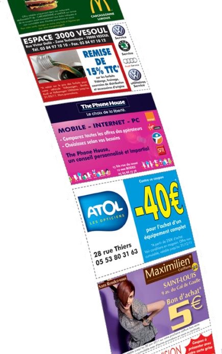 ticket de caisse avec bons de reduction au verso - newcom france