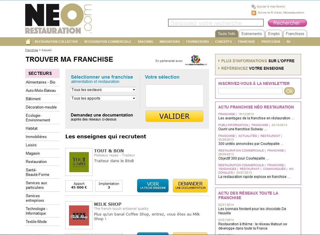 neorestauration franchise alimentaire