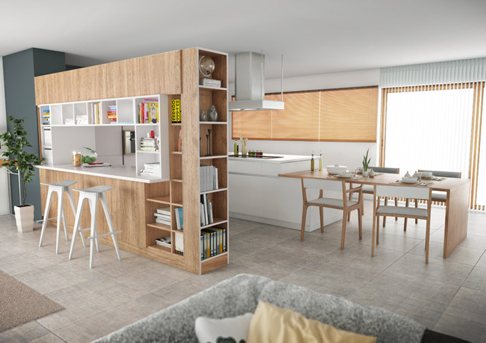 aménagement intérieur salon cuisine ouverte agem