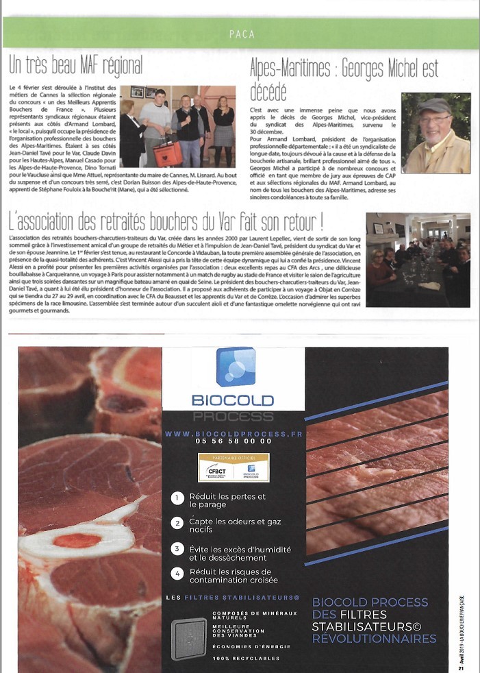 Biocold Process : une publicité dans la revue La Boucherie Française