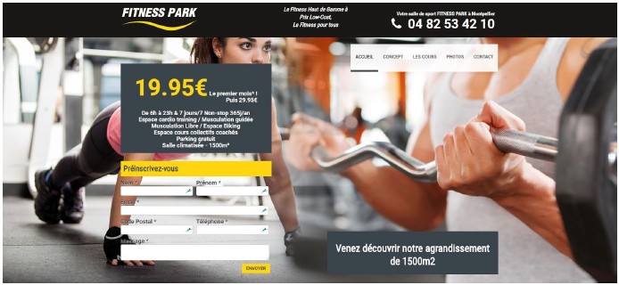 Formulaire contact campagne Fitness Park