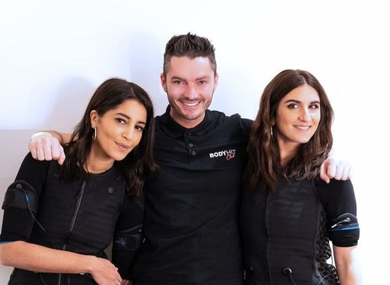 Leila Bekhti, Kevin Sanson (cofondateur et dirigeant de BODYHIT) et Géraldine Nakache