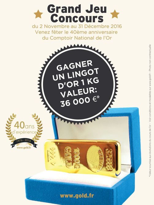 concours comptoir national de l'or pour gagner un lingot d'or gratuit