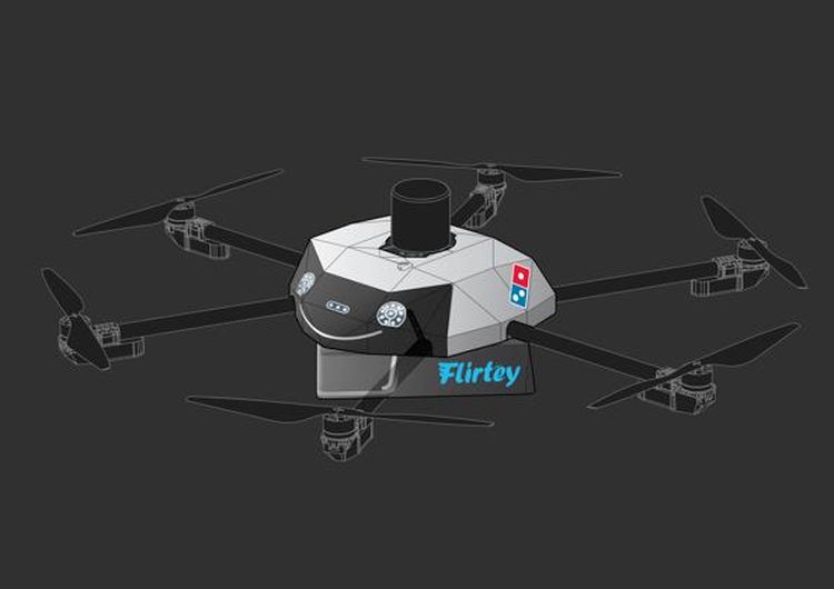 livarison de pizza par drone chez dominos pizza avec firthey
