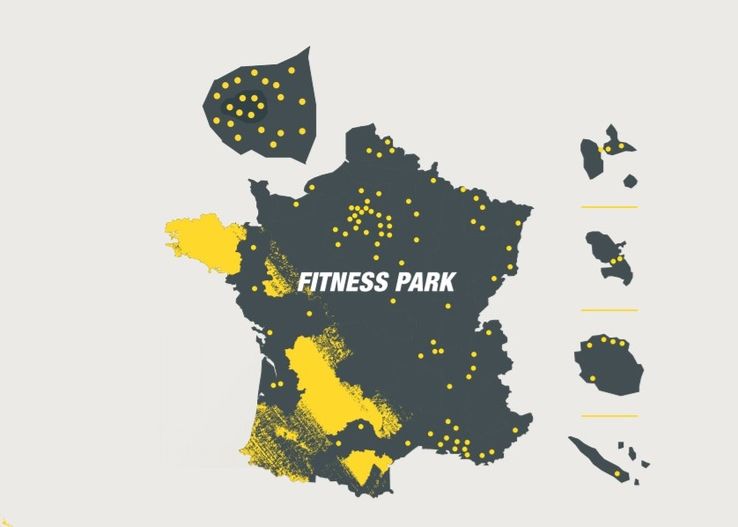 carte de france des implantations de la franchise fitness park