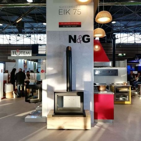 Le poêle-cheminée à bois EIK, de la marque N&K de flammes du monde