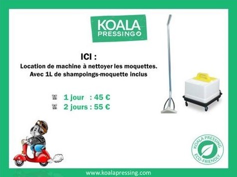 location de machines pour nettoyer les moquettes chez koala pressing