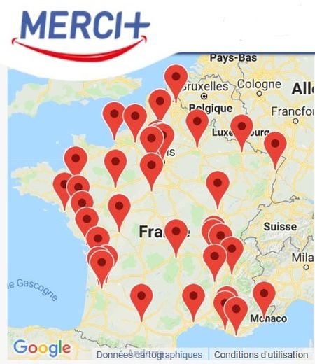 carte de france des agences MERCI+