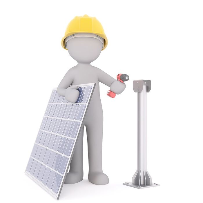 image d'ouvrier installant des panneaux photovoltaiques 
