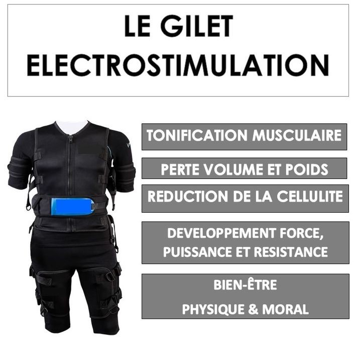 gilet d'electro stimuation musculaire sans fil disponible chez physiomins