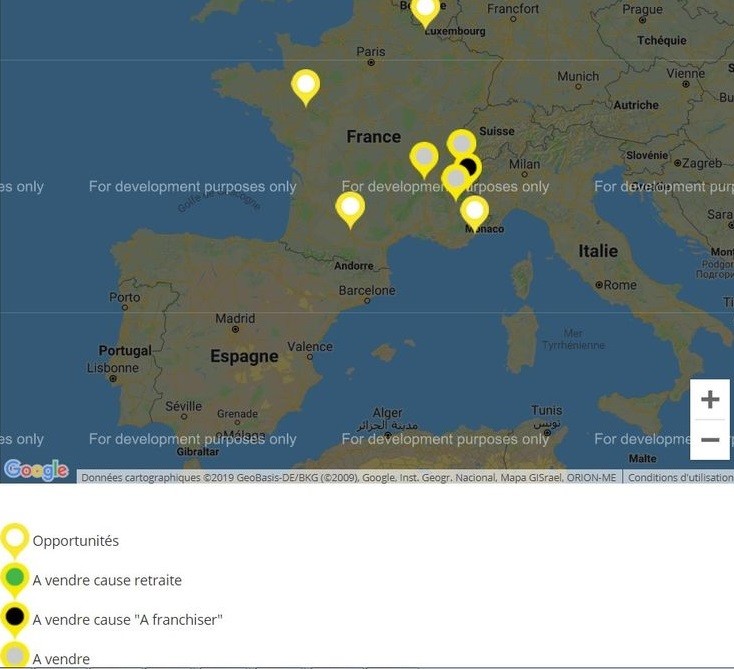 carte des opportunités de création d'entreprise avec pil'vite