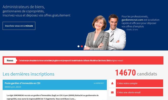 site de recrutement de gardiens d'immeubles gardienrecrut.com de planète gardiens