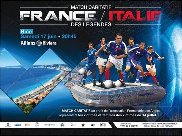 affiche du match des légendes, organisé à Nice, pour la Promenade des Anges