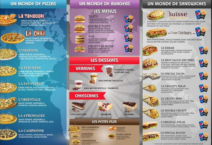 carte de burgers, sandwichs et tacos halal dans les restaurants Le Spécial