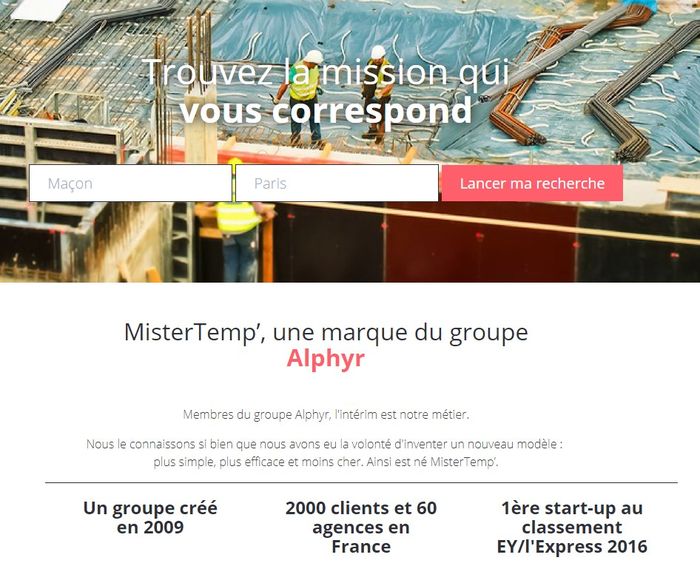 MisterTemp' site intérim groupe Alphyr