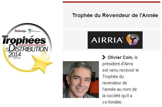 Franchise AIRRIA Prix Revendeur de l'année 2014