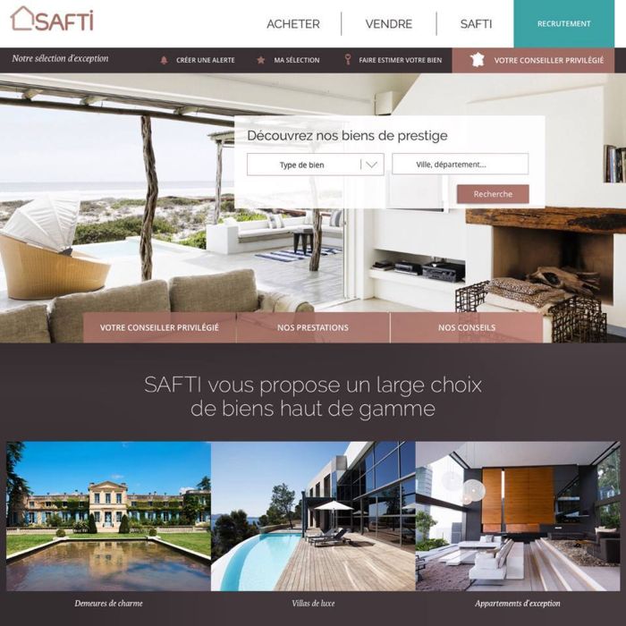 Franchise SAFTI site immobilier de prestige