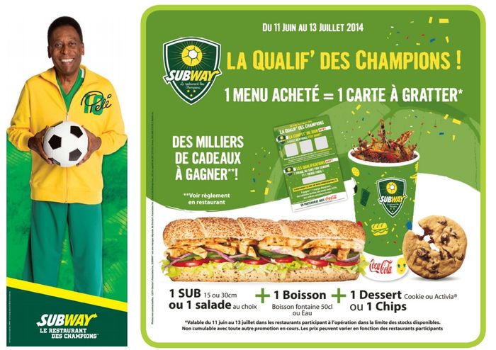 Franchise Subway Coupe du Monde Pelé + Cadeaux