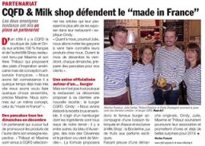 Un partenariat entre les enseignes Milk Shop et CQFD pour défendre le « made in France »