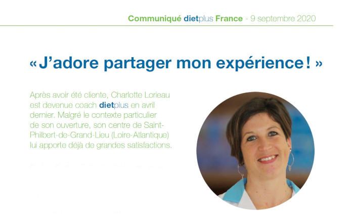 « Je ne pensais pas avoir autant de clients dès le début ! », Charlotte Lorieau, franchisée Dietplus à Saint-Philbert-de-Grand-Lieu