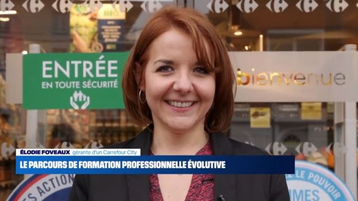« Carrefour m’a offert l’opportunité de faire une formation réservée aux adjoints de magasin. Cette formation m’a permis d’avoir mon propre magasin », Elodie Foveaux (franchisée Carrefour City Saint-André-Lez-Lille)
