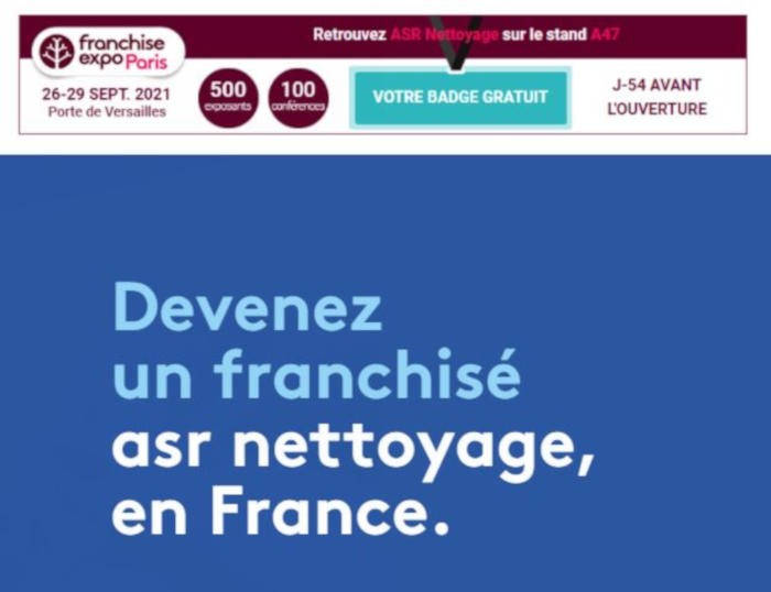 L’enseigne ASR Nettoyage sera présente au salon Franchise Expo Paris 2021