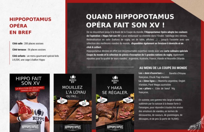 Réouverture d’Hippopotamus Opéra aux couleurs du rugby