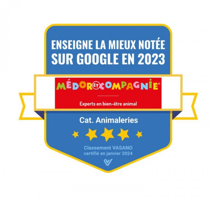 Medor et Compagnie lauréat du Prix de l’enseigne la mieux notée sur Google en 2023 dans la catégorie « Animalerie »