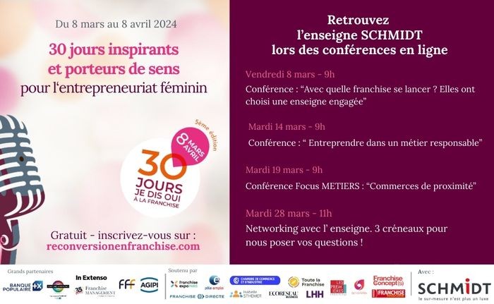 Encourager plus de femmes en reconversion professionnelle à se lancer en franchise avec Schmidt
