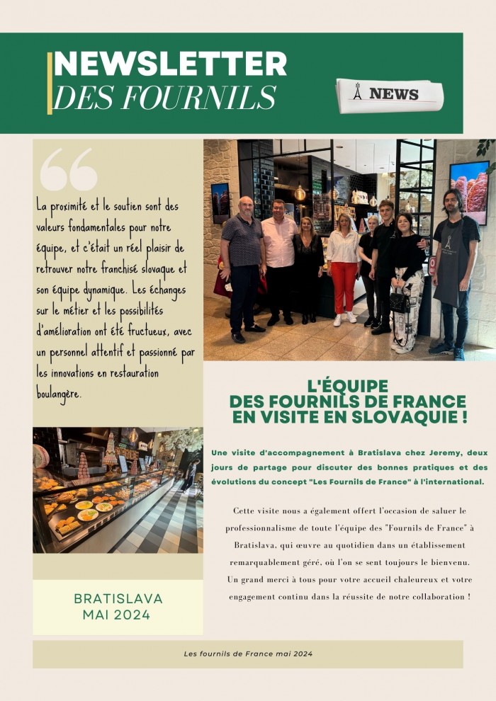 Accompagnement franchisé : l’équipe « Les Fournils de France » en visite en Slovaquie