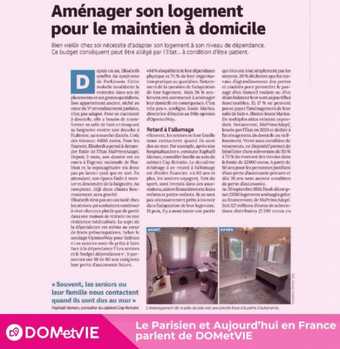 DOMetVIE au cœur de l’actualité dans Le Parisien et Aujourd’hui en France