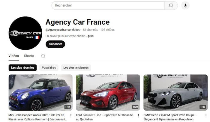 Agency Car lance sa chaîne Youtube