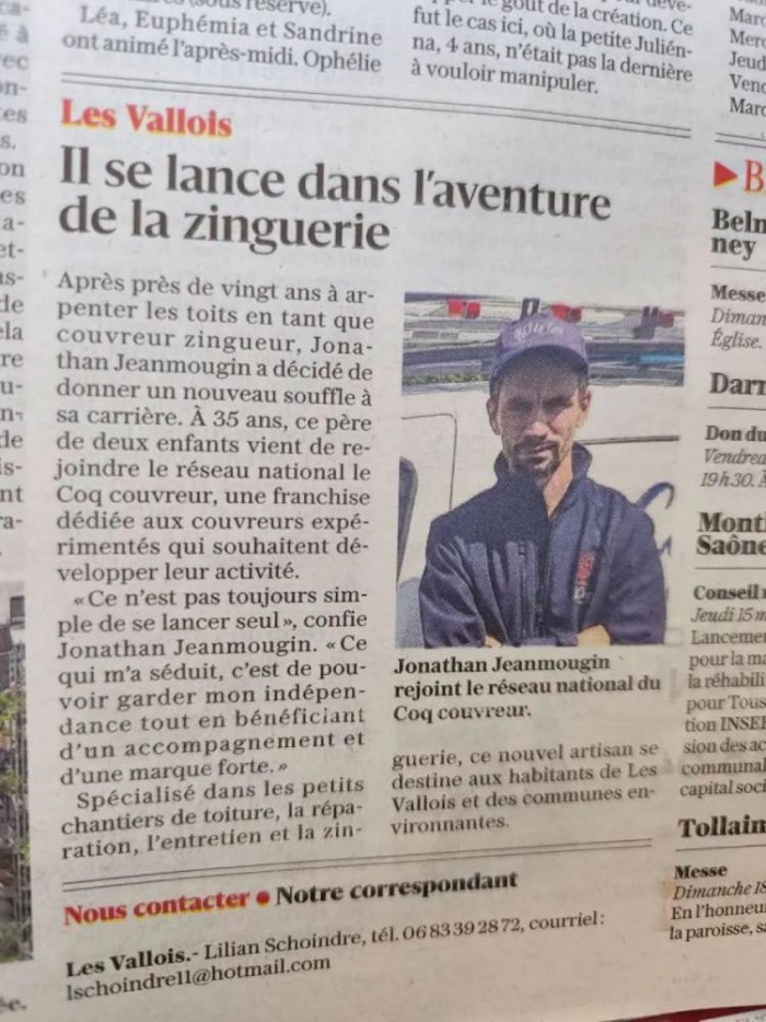 Le Coq Couvreur accueille un nouveau licencié à Les Vallois