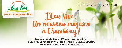 Nouveau magasin bio franchisé L'Eau Vive Chambéry