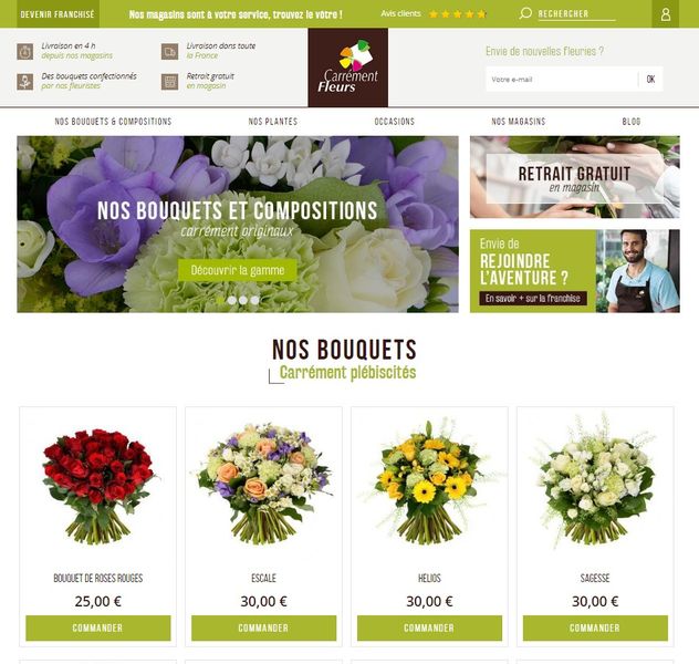 Nouveau site Carrément Fleurs vente de fleurs en ligne