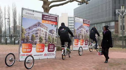 le support publicitaire Affi'Bike en action
