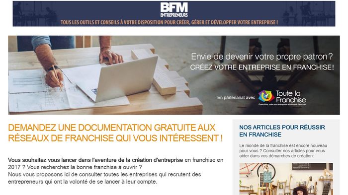 Site internet BFM Entrepreneurs