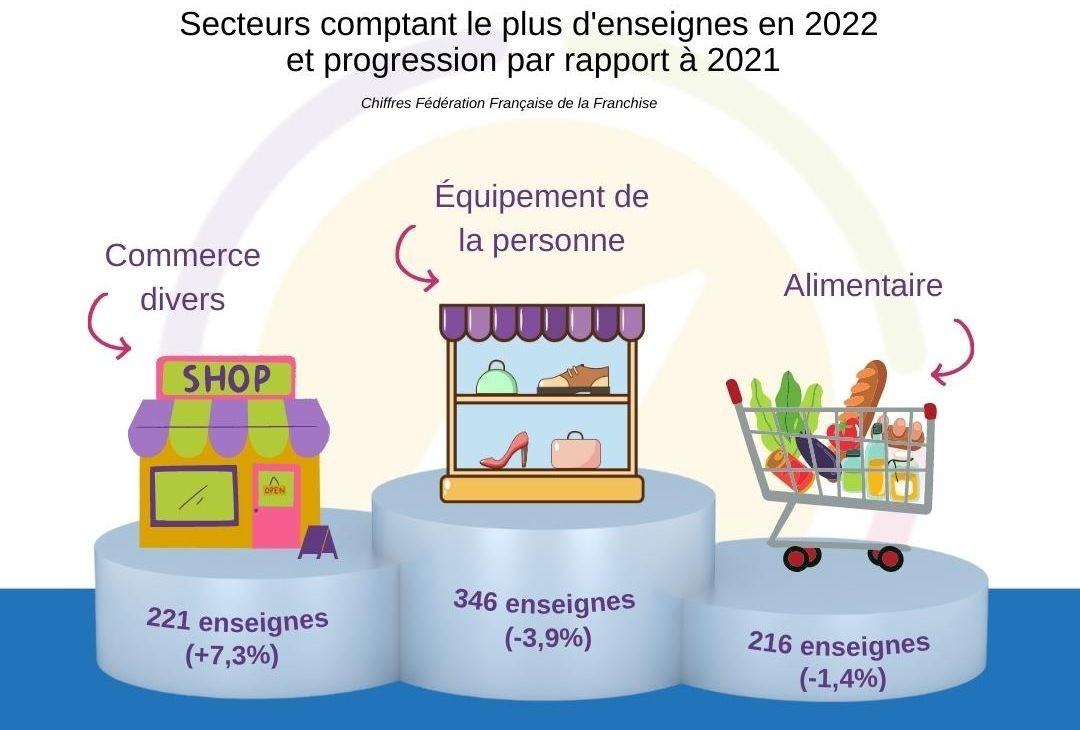 Secteurs de la  franchise ayant le plus d'enseignes