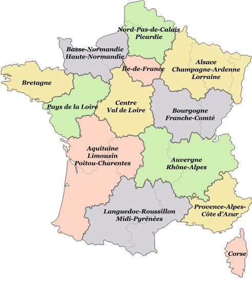 Les 13 nouvelles régions CC Wikimedia Commons