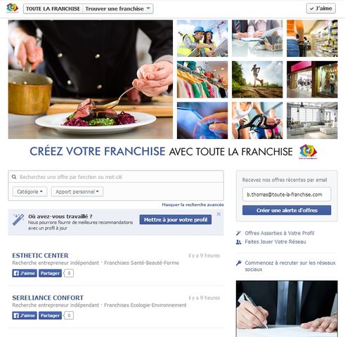 Application Facebook recrutement de franchisés